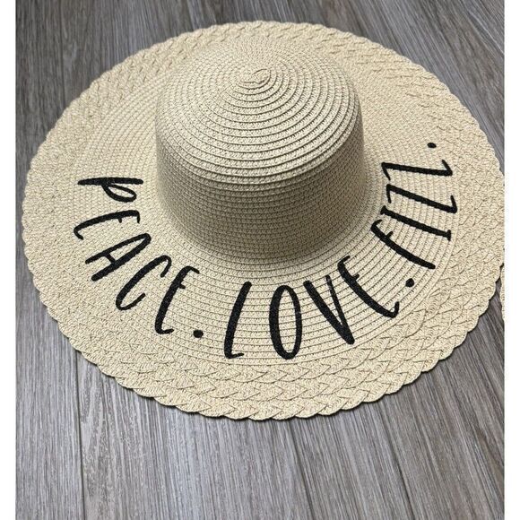 Arbonne "Peace. Love. Fizz"‎ Straw Sun Pool Hat Outdoors - Picture 1 of 4